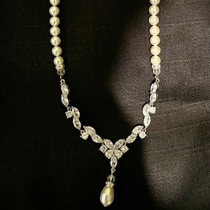 Special Occasion Necklace - Pearl and Rhinestone